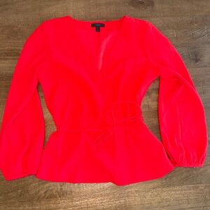 J. Crew Red Wrap Blouse